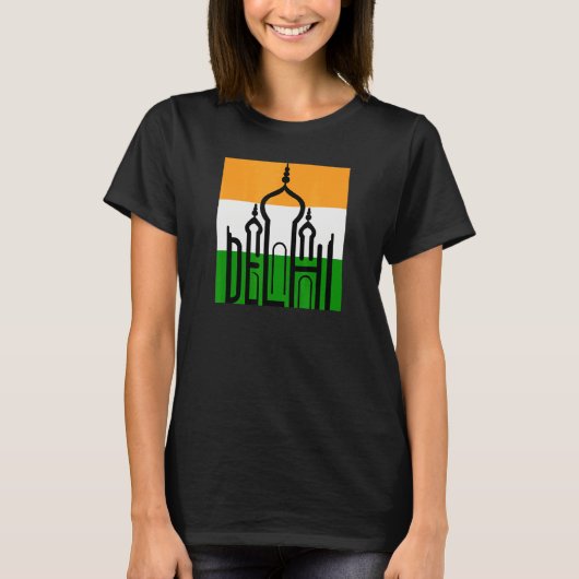 Delhi India Silhouette Taj Mahal Souvenir India Fl Tシャツ (正面)