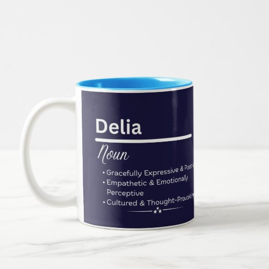 Delia Personalized Girl Name Meaning Coffee Mug ツートーンマグカップ (左)
