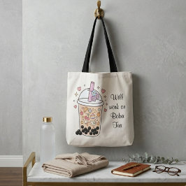 delicacy poise look bubble tea style custom name トートバッグ