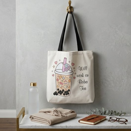 delicacy poise look bubble tea style custom name トートバッグ