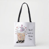 delicacy poise look bubble tea style custom name トートバッグ (正面)