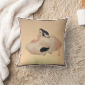 Delicate Ancient Japanese Print on Pillow クッション (ブランケット)