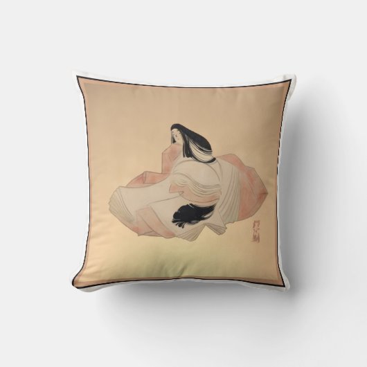 Delicate Ancient Japanese Print on Pillow クッション (正面)
