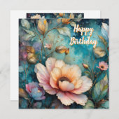 Delicate Apricot Cosmos on Teal シーズンカード (正面/裏面)