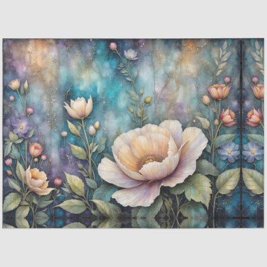 Delicate Apricot Cosmos on Teal 薄葉紙 (正面)