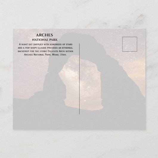 Delicate Arch Under Starry Sky Arches NP Postcard ポストカード (裏面)