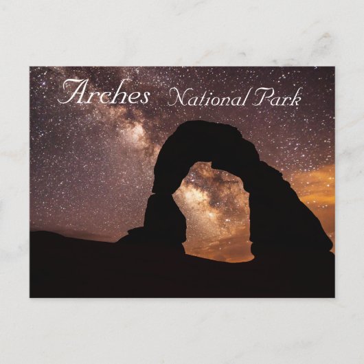 Delicate Arch Under Starry Sky Arches NP Postcard ポストカード (正面)