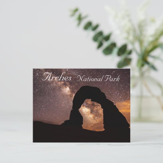 Delicate Arch Under Starry Sky Arches NP Postcard ポストカード (スタンド正面)