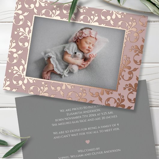Delicate Birth Announcement Foil Card 箔招待状