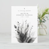 Delicate Black & White Overlapping Leaves & Flower 招待状 (スタンド正面)