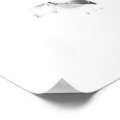 Delicate Black White Overlapping Leaves & Flowers ポスター (角)