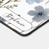 Delicate Blue Botanical Organic Custom デスクマット (コーナー)