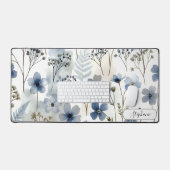 Delicate Blue Botanical Organic Custom デスクマット (キーボード&マウス)