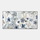 Delicate Blue Botanical Organic Custom デスクマット (正面)