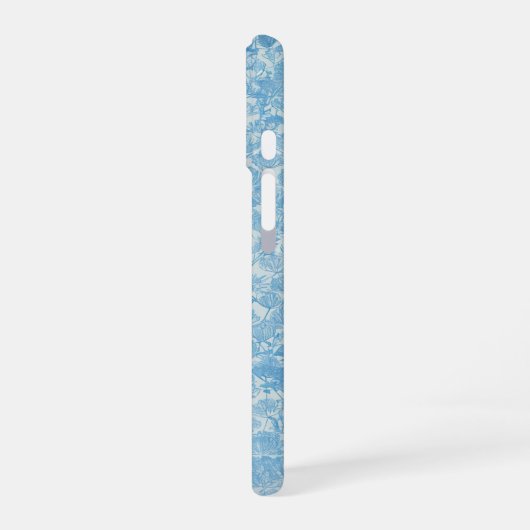 Delicate Blue Floral Pattern Japanese Modern Phone iPhone 16ケース (左側面)