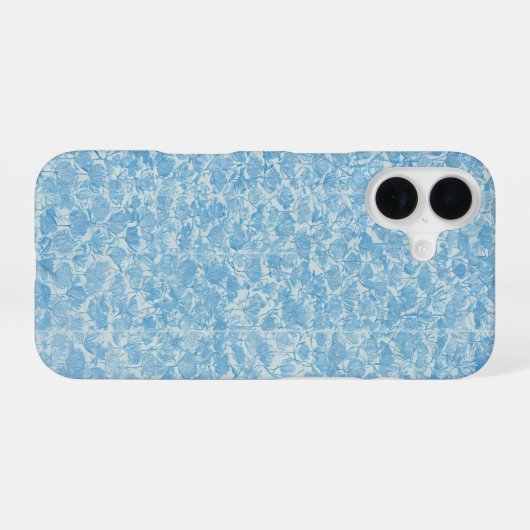 Delicate Blue Floral Pattern Japanese Modern Phone iPhone 16ケース (裏面横)