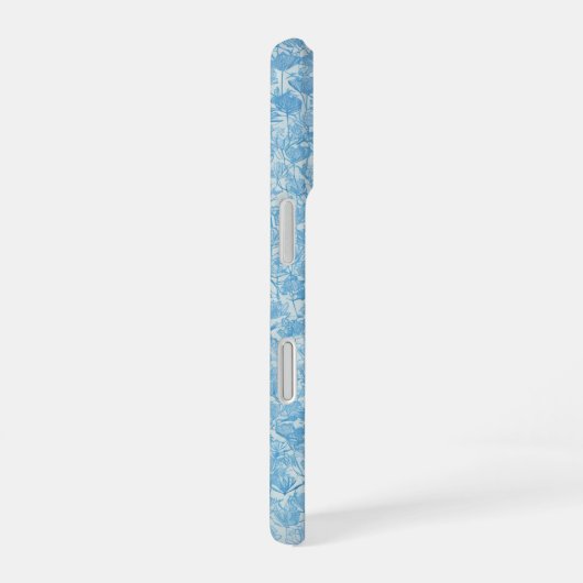 Delicate Blue Floral Pattern Japanese Modern Phone iPhone 16ケース (右側面)