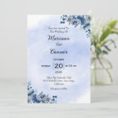 Delicate Blue Floral Wedding Invitation 招待状 (スタンド正面)