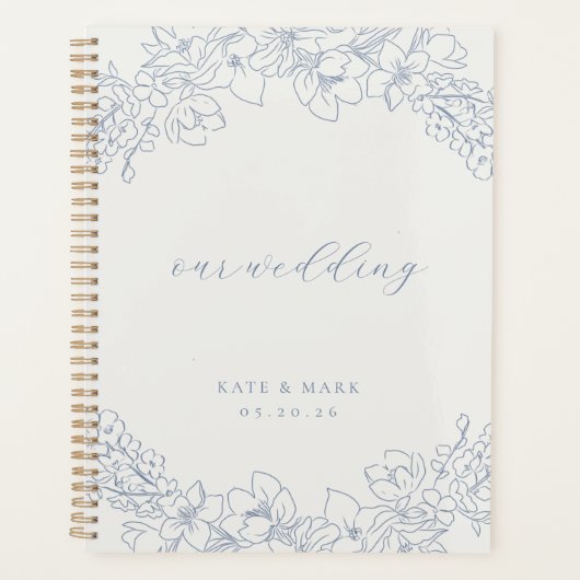 Delicate Blue Floral Wedding Planner Notebook プランナー手帳 (正面)