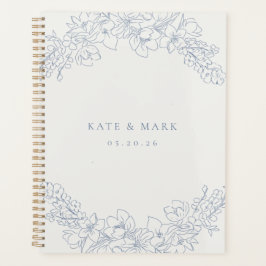 Delicate Blue Floral Wedding Planner Notebook プランナー手帳