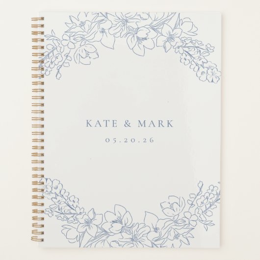 Delicate Blue Floral Wedding Planner Notebook プランナー手帳 (正面)