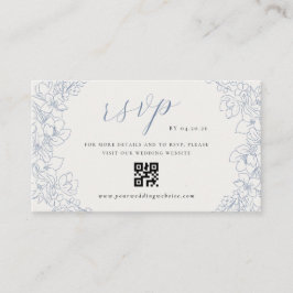 Delicate Blue Floral Wedding QR code RSVP エンクロージャーカード