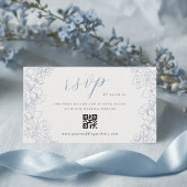 Delicate Blue Floral Wedding QR code RSVP エンクロージャーカード