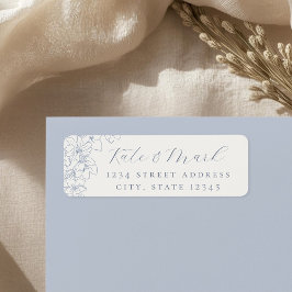 Delicate Blue Floral Wedding Return Address Labels ラベル
