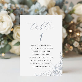 Delicate Blue Floral Wedding Seating Chart テーブルナンバー