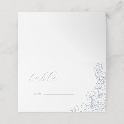 Delicate Blue Floral Wedding Table プレイスカード (外部開封)