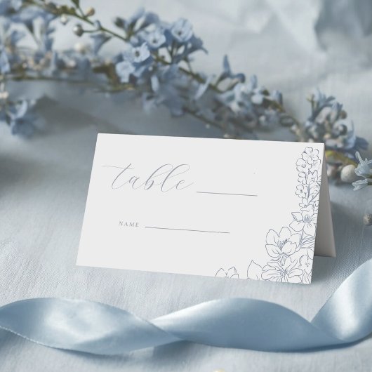 Delicate Blue Floral Wedding Table プレイスカード