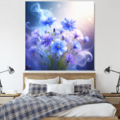 Delicate Blue Flowers with Ethereal Mist キャンバスプリント (インサイチュ (寝室))
