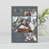 Delicate Blue & Gold SnowFlake 3 Photos Collage セーブザデート (スタンド正面)