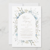 Delicate Blue Wildflowers Elopement Reception 招待状 (正面)