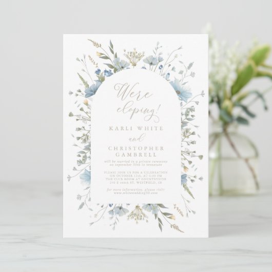Delicate Blue Wildflowers Elopement Reception 招待状 (スタンド正面)