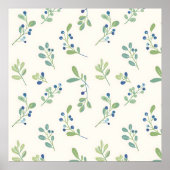 Delicate Blueberry Eucalyptus Pattern ポスター (正面)