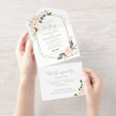Delicate Blush  Floral Geometric Wedding  オールインワン招待状 (切り取り部)
