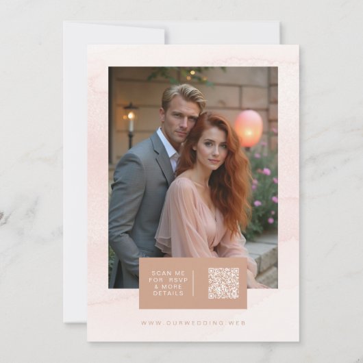 Delicate Blush Glitter Christian Cross Wedding 招待状 (裏面)