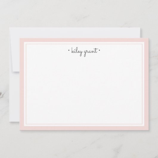 Delicate Blush Personalized Stationery Flat ノートカード (正面)