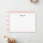 Delicate Blush Personalized Stationery Flat ノートカード (正面/裏面インサイチュ)