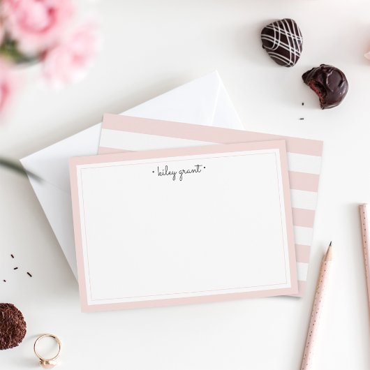 Delicate Blush Personalized Stationery Flat ノートカード