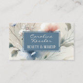 Delicate Blush Pink Blue Floral Design 名刺 (正面)