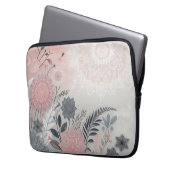 Delicate Boho Lace Pink Grey Laptop Tablet Sleeve ラップトップスリーブ (正面左)