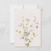 Delicate Boho Wildflowers Cream QR Code Wedding 出欠カード (裏面)