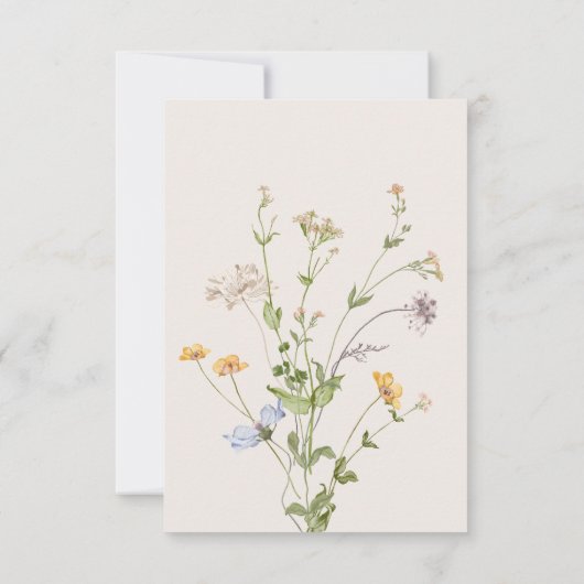 Delicate Boho Wildflowers Cream QR Code Wedding 出欠カード (裏面)