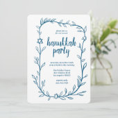 Delicate Botanical Hanukkah Party Star of David 招待状 (スタンド正面)