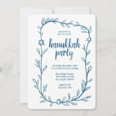 Delicate Botanical Hanukkah Party Star of David 招待状 (正面)