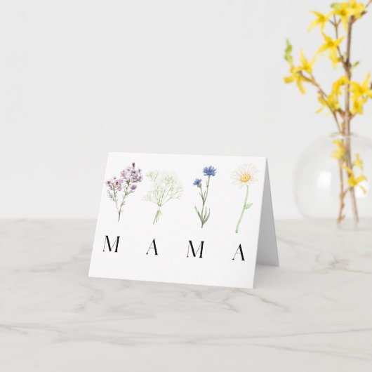 Delicate Botanical Mama Design for Mother’s Day  カード (黄色い花)