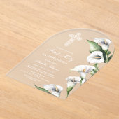 Delicate Calla Lilies Arch First Communion アクリル招待状 (レイダウン)