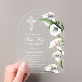 Delicate Calla Lilies Arch First Communion アクリル招待状 (インサイチュ (ポータブル))